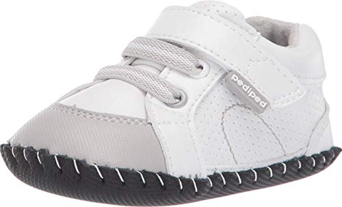 pediped baby-boys Sneaker Crib Shoe, White Grey, 2.5-3.5 M US