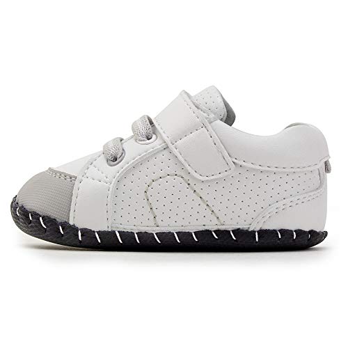 pediped baby-boys Sneaker Crib Shoe, White Grey, 2.5-3.5 M US