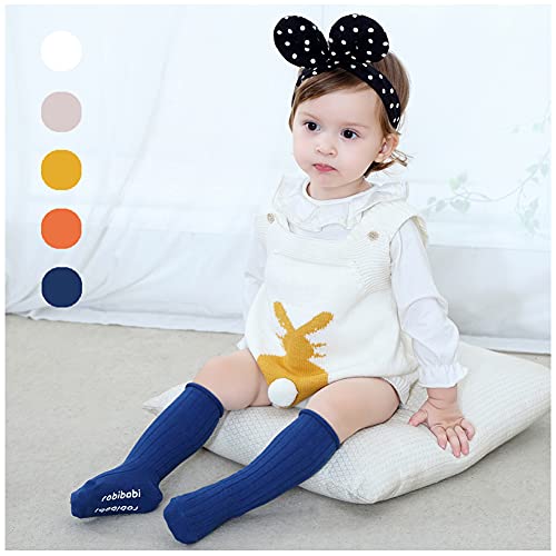 Yenzat Baby Toddler Knee High Non Skid Socks Grip Girls Boys Long Stockings Anti Slip 18-36 Months 5 Pairs