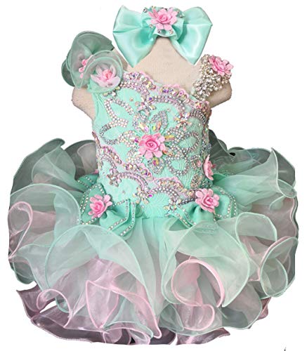 Jenniferwu G003AS Infant Toddler Baby Newborn Little Girl's Pageant Party Birthday Dress Blue SIZE12-18M