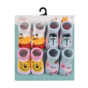 Disney Baby Girls Winnie The Pooh Multi-pack Quarter Sock, Blue/Pink (4-pack), 6-12 Months US