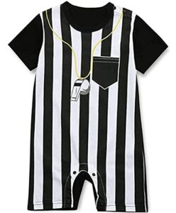 fancykids baby infant newborn boys girls cotton sports referee team cute casual onesie bodysuit (black, 3-4 months)