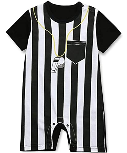 FANCYKIDS Baby Infant Newborn Boys Girls Cotton Sports Referee Team Cute Casual Onesie Bodysuit (Black, 3-4 Months)