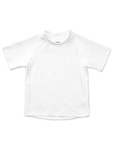 leveret short sleeve baby boys girls rash guard sun protected upf + 50 kids & toddler swim shirt (white, size 2 toddler)