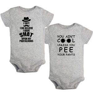 idzn pack of 2, you ain’t cool unless you pee your pants & i have shat upon my pantaloons funny romper baby bodysuit jumpsuit