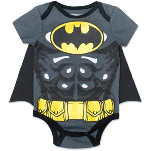 warner bros. batman newborn/infant baby boys’ bodysuit with cape grey (18 months)