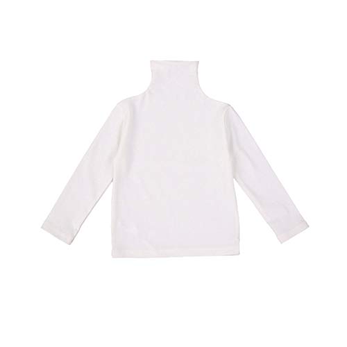 Toddler Baby Little Girls Turtleneck T Shirt Top Long Sleeve Basic Solid Color Blouse 1-5Years Old (White Turtleneck Shirt, 5-6X)