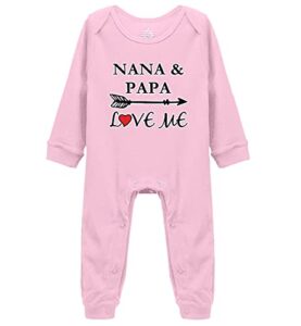 nana and papa love me unisex baby footed bodysuit cartoon onesie jumpsuit