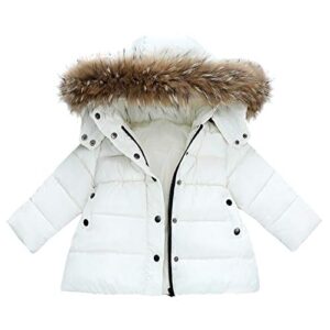 baby toddler boys girls winter jacket coat warm clothes 1-6 years old kids fashion long sleeve hoodie outerwear (2-3 years old, white)