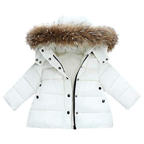 Baby Toddler Boys Girls Winter Jacket Coat Warm Clothes 1-6 Years Old Kids Fashion Long Sleeve Hoodie Outerwear (2-3 Years Old, White)