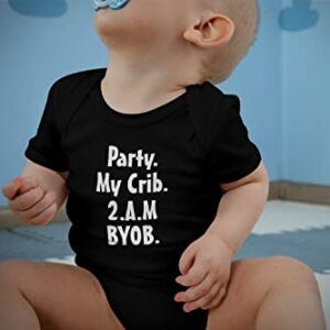 Luxxology Party 2AM. My Crib. BYOB Baby Infant Bodysuit, Light Blue 6M