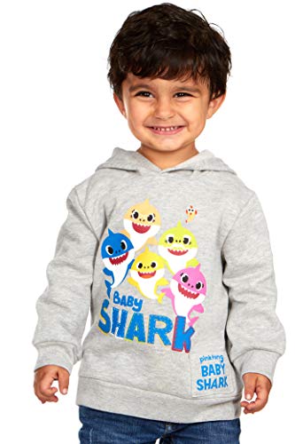 Pinkfong Baby Shark Little Boys Fleece Pullover Hoodie Grey 6