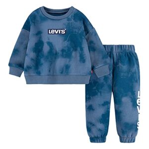 levi’s baby girls’ crewneck sweatshirt and joggers 2-piece outfit set, silver mink, 4t