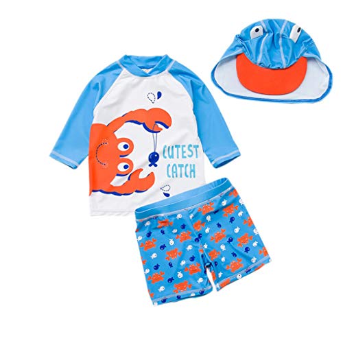 Baby Toddler Boys Two Pieces Swimsuit Set Swimwear Crab Bathing Suit Rash Guards with Hat UPF 50+ (Crab, 18-24Months)