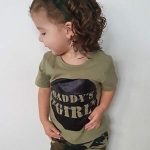 2 Styles Daddy’s Baby Boy Girl Camouflage Short Sleeve T-Shirt Tops+Green Long Pants Outfit Casual Outfit (18-24 Months, Baby Girl)