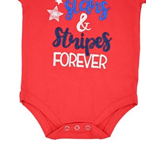 Unique Baby Unisex Stars Stripes 4th of July Clothes Set Outfit (6M, Red)