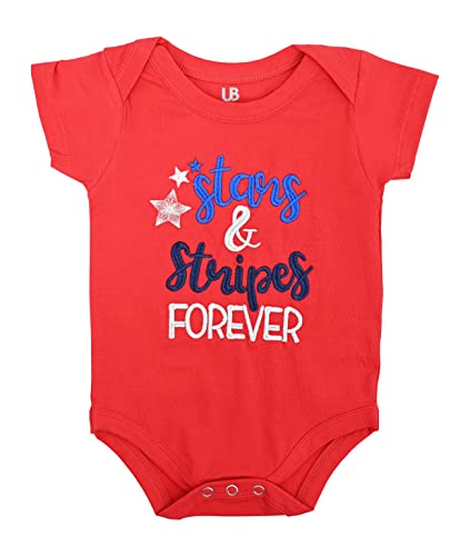 Unique Baby Unisex Stars Stripes 4th of July Clothes Set Outfit (6M, Red)