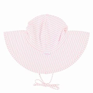 RuffleButts® Baby/Toddler Girls Pink Striped Seersucker Swim Hat - 6-10