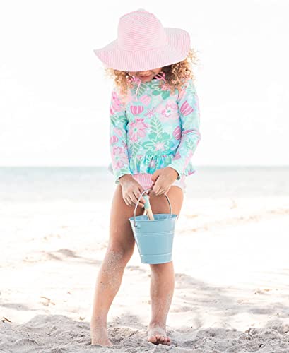 RuffleButts® Baby/Toddler Girls Pink Striped Seersucker Swim Hat - 6-10