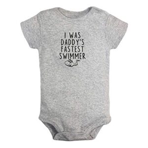 idzn i was daddy’s fastest swimmer funny slogan digital print rompers, newborn baby bodysuits, infant jumpsuits, baby unisex novelty outfits