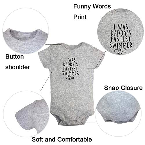 iDzn I was Daddy's Fastest Swimmer Funny Slogan Digital Print Rompers, Newborn Baby Bodysuits, Infant Jumpsuits, Baby Unisex Novelty Outfits