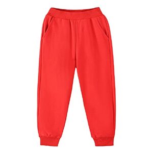 msgray girls boys sweatpants toddler baby pants red kids jogger 5t solid cotton casual pull on active playwear with pockets elastic