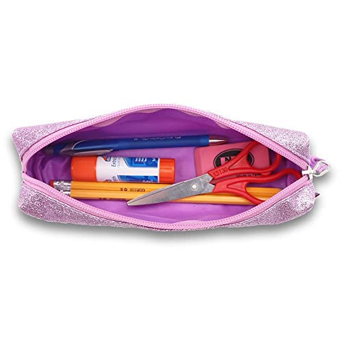 Bixbee Kids Personalized Pencil Case, Customized Pencil Box for Girls & Boys - Water Resistant, Large Storage Capacity Monogrammed Pencil Box for Kids and Students -Sparkalicious Purple