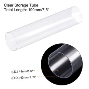 MECCANIXITY Clear Storage Tube 1 5/8"x7.5"(41mmx190mm) Lightweight for Bead Containers, Craft, DIY with Black Caps