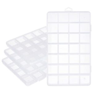 superfindings 4 pack 28 grids organizer box 22.5×13.3cm transparent plastic organizers storage box clear washi tape organizer for nail art small findings parts rhinestones,compartment: 3x3cm