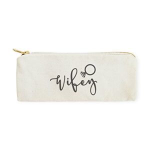 the cotton & canvas co. wifey wedding cosmetic pouch, pencil case, bridal party gift and travel make up pouch