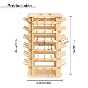 MEGREZ 72 Spools Wooden Thread Holder, 360° Rotate Thread Rack Embroidery Thread Holder Stand for Sewing, Hanging Jewelry, Hair Ring