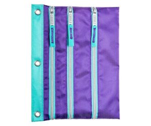 case-it 3-zipper pencil case – multiple colors (purple)
