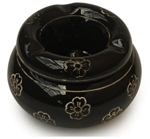 raakhadaanee hand painted black ashtray for indoor or outdoor use, ash holder for gifts desktop ash tray for home office decoration