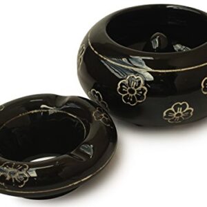 Raakhadaanee Hand painted Black Ashtray for Indoor or Outdoor Use, Ash Holder for Gifts Desktop Ash Tray for Home Office Decoration
