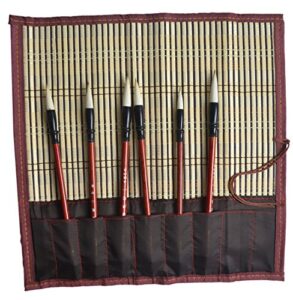 bamboo calligraphy brush holder rollup protection 15″x14″- large (1)