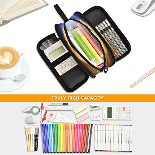 Kcldeci Powerful Lightnings Strike Burning Soccer Ball Pencil Case, Big Capacity Pencil Pen Case Pencil Bag Pouch Holder Box For Middle/High School Office College Adult Girl and Boy