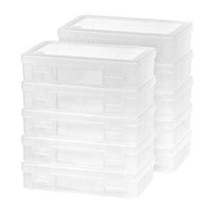 IRIS USA, Inc. IRIS Slim Portable Project Case, 10 Pack, Clear (586390) & Medium Plastic Clear Hobby Modular Craft Supply Art Satchel Storage Box Organizer with snap-Tight Closure Latch, 10 Pack