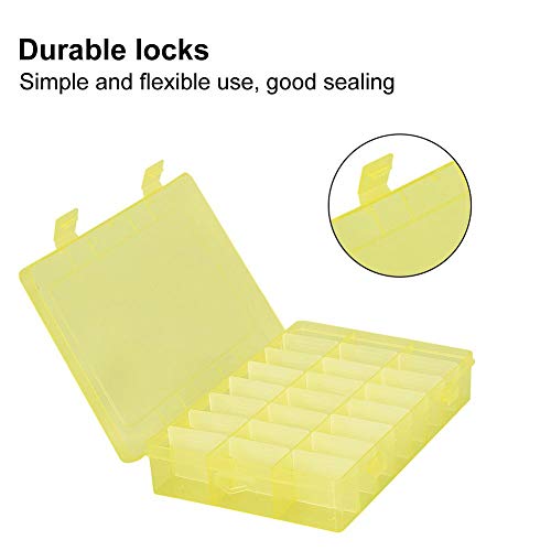 Vruping Jewelry Box Organizer Storage, 24 Grids Adjustable Jewelry Box, Plastic Detachable Beads Earrings Storage Case Jewelry Divider Container Jewelry Organizer Case(Yellow)