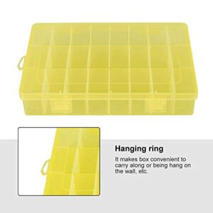 Vruping Jewelry Box Organizer Storage, 24 Grids Adjustable Jewelry Box, Plastic Detachable Beads Earrings Storage Case Jewelry Divider Container Jewelry Organizer Case(Yellow)