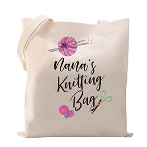 nana’s knitting bag grandma knitting tote bag knitting lover shopping bag nana canvas bag (nanas knitting bag)
