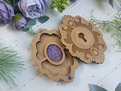 Wooden Embroidery Diamond Painting Accessories Storage Box Beads Organizer with Wooden lid Tray Divider Jewelry Box Needlework Bead Holder (Key)