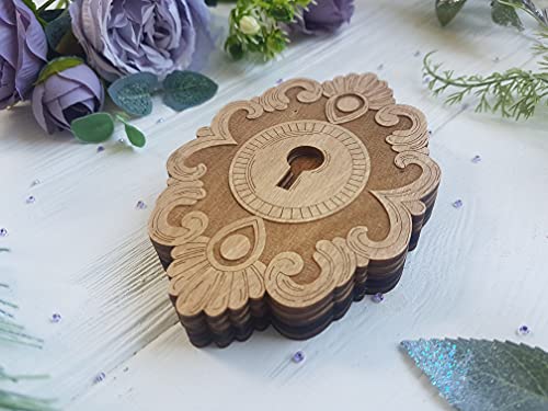 Wooden Embroidery Diamond Painting Accessories Storage Box Beads Organizer with Wooden lid Tray Divider Jewelry Box Needlework Bead Holder (Key)