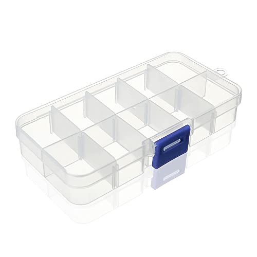 Auniwaig Plastic Jewelry Organizer Box, 10 Grids Jewelry Organizer Plastic Bead Storage Container with Adjustable Dividers, for Beads, Jewelry, Fishing Hook, Letterboard Letters and Small Parts