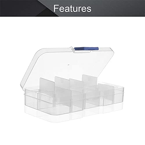 Auniwaig Plastic Jewelry Organizer Box, 10 Grids Jewelry Organizer Plastic Bead Storage Container with Adjustable Dividers, for Beads, Jewelry, Fishing Hook, Letterboard Letters and Small Parts