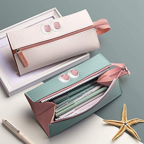 Funny live Foldable Monster Pencil Case Wide-Opening Makeup Pouch Stationary Box, Big Capacity Leather Pencil Pouch Pen Bag Holder Stationery Organizer for Boys Girls Teen (Lake Blue)