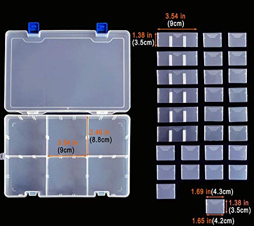 Qualsen 34 Grid Plastic Storage Box and 18 Grid Removable Compartment Box