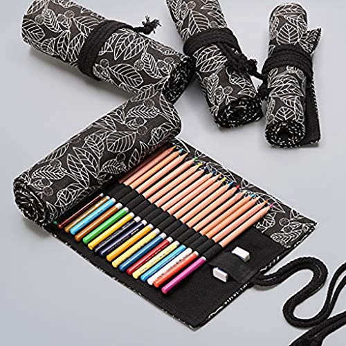 TWIKIK Colored Pencil Case for Men 24 Slots Set Carrying Case Organizer Travel Case Roll Up Canvas Pencil Wrap