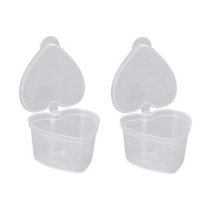 cchude 30 pcs 45ml heart shaped slime storage containers small plastic box with lids sauce cups souffle cups