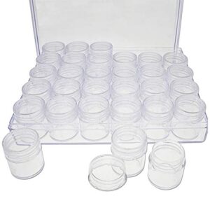 the beadsmith personality case – clear storage organizer box, 6.4 x 5.4 x 1.25 inches – includes 30 small containers with lids – 1 x 1.1 inches, bead holder