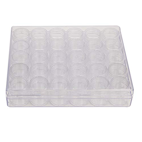 The Beadsmith Personality Case - Clear Storage Organizer Box, 6.4 x 5.4 x 1.25 inches - Includes 30 Small Containers with lids – 1 x 1.1 inches, Bead Holder